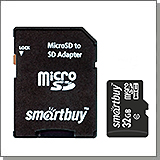 Карта памяти Smart Buy microSDHC 32 Gb Class 10 + Адаптер на SD формат