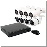 Проводной комплект видеонаблюдения для улицы - 8 FullHD камер