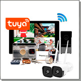 Комплект беспроводной Wi-Fi домофон SkyNet 1000 (1+2+AX066) + 2 камеры и замок