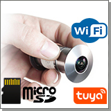 Беспроводной WI-FI IP камера-видеоглазок с записью в облако TUYA «HDcom T203-8G (Silver)»