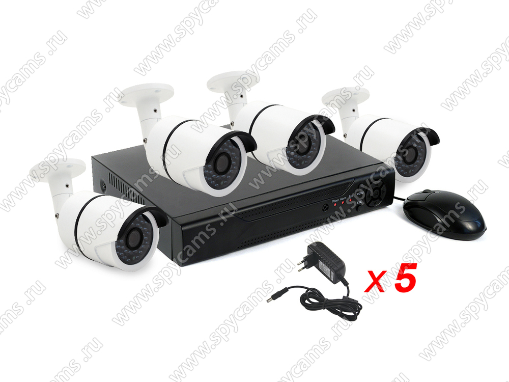 Проводной комплект уличного видеонаблюдения - 4 FullHD AHD камеры и .