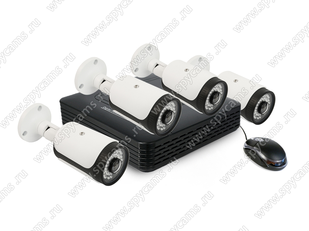 Проводной комплект видеонаблюдения для улицы - 4 FullHD AHD камеры и .